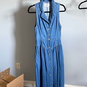 Reformation Sleeveless Button-Front midi Dress - Blue Denim